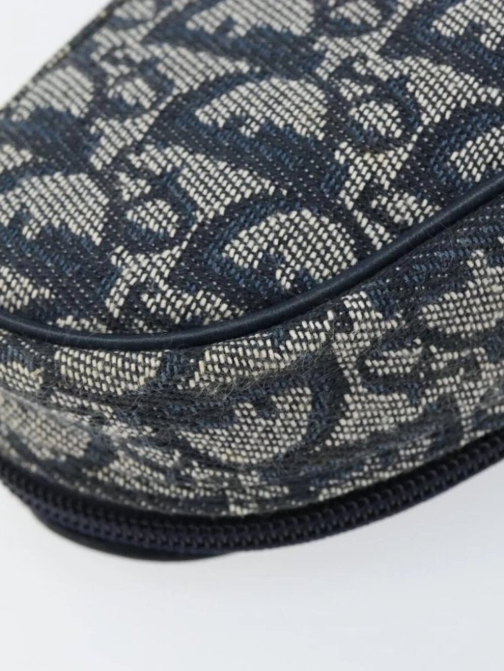 Christian Dior Trotter Canvas Saddle Pouch Navy Gold Auth - Picture 9 of 16